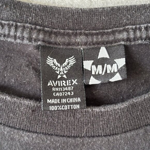 Vintage Avirex Y2K T-Shirt Mens Black Spellout Streetwear Graphic Logo Grunge M - Picture 7 of 13
